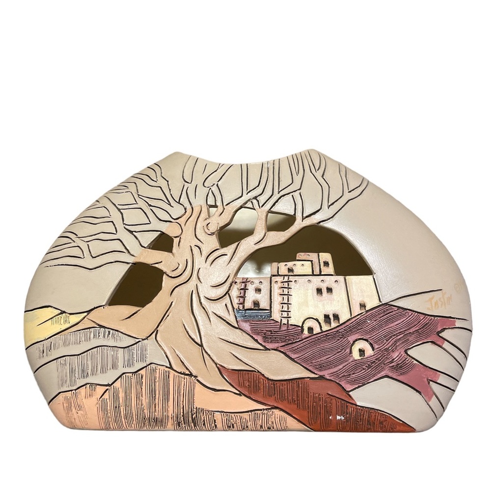 Signed One of a Kind Ceramic Pottery Art By Justin